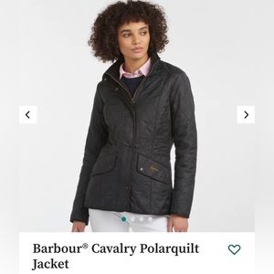 Barbour Women Cavalry Polarquilt Fleece Lined Quilted Black Jacket US4